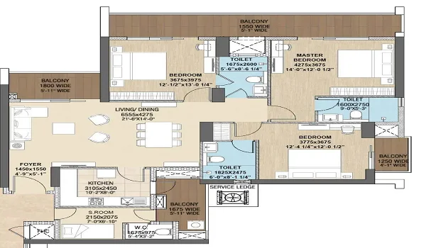 3 BHK Floor plan